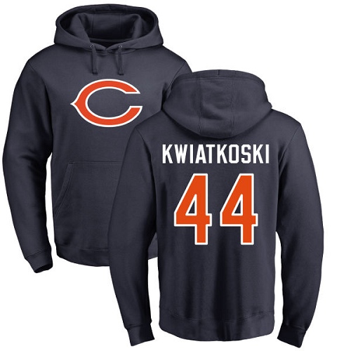 Chicago Bears Men Navy Blue Nick Kwiatkoski Name and Number Logo NFL Football 44 Pullover Hoodie Sweatshirts